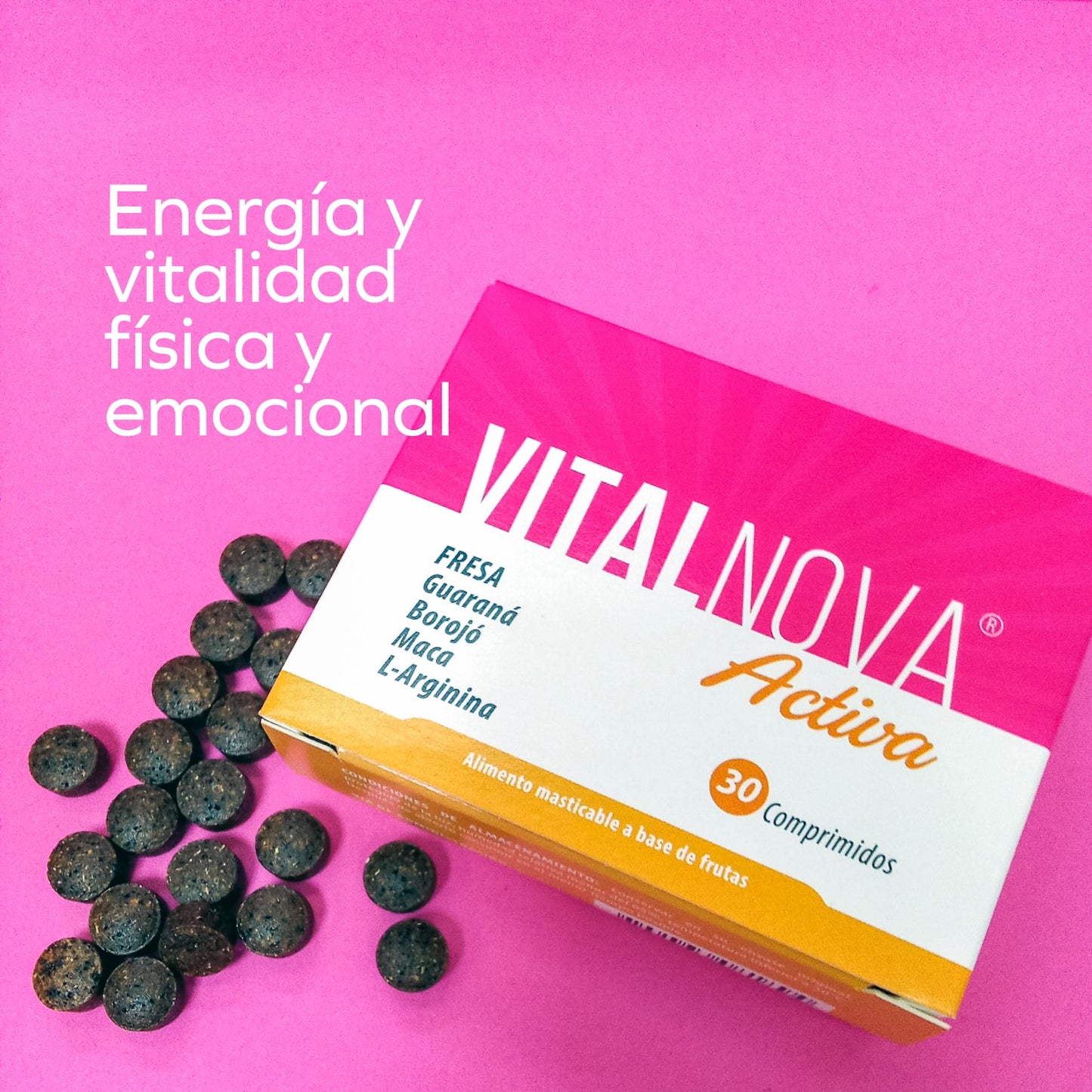 VitalNOVA ACTIVA Rose Energy FEM Fresa, Borojó, Maca, Guaraná y L-Arginina
